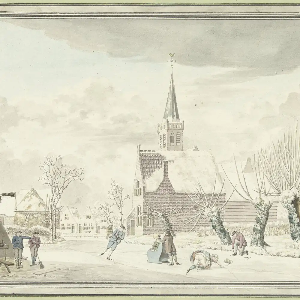 Een schets van het dorp Kortenhoef in de winter: alle rijscholen in Kortenhoef op een rij